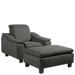 Wohnzimmersessel in Anthrazit und Nussbaum - Classimo Sessel