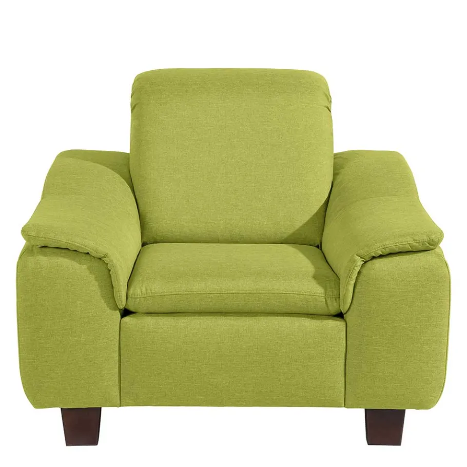 Wohnzimmersessel in Gelbgrün mit Nussbaum - Zlatka Sessel