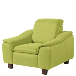 Wohnzimmersessel in Gelbgrün mit Nussbaum - Zlatka Sessel