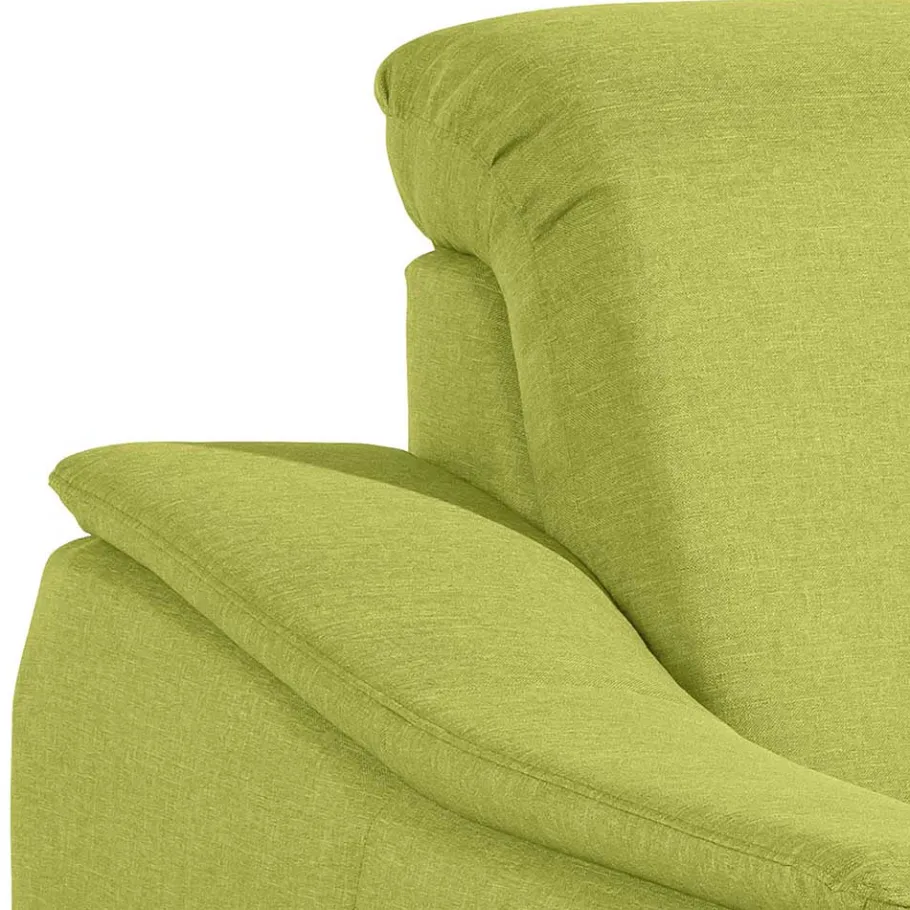 Wohnzimmersessel in Gelbgrün mit Nussbaum - Zlatka Sessel