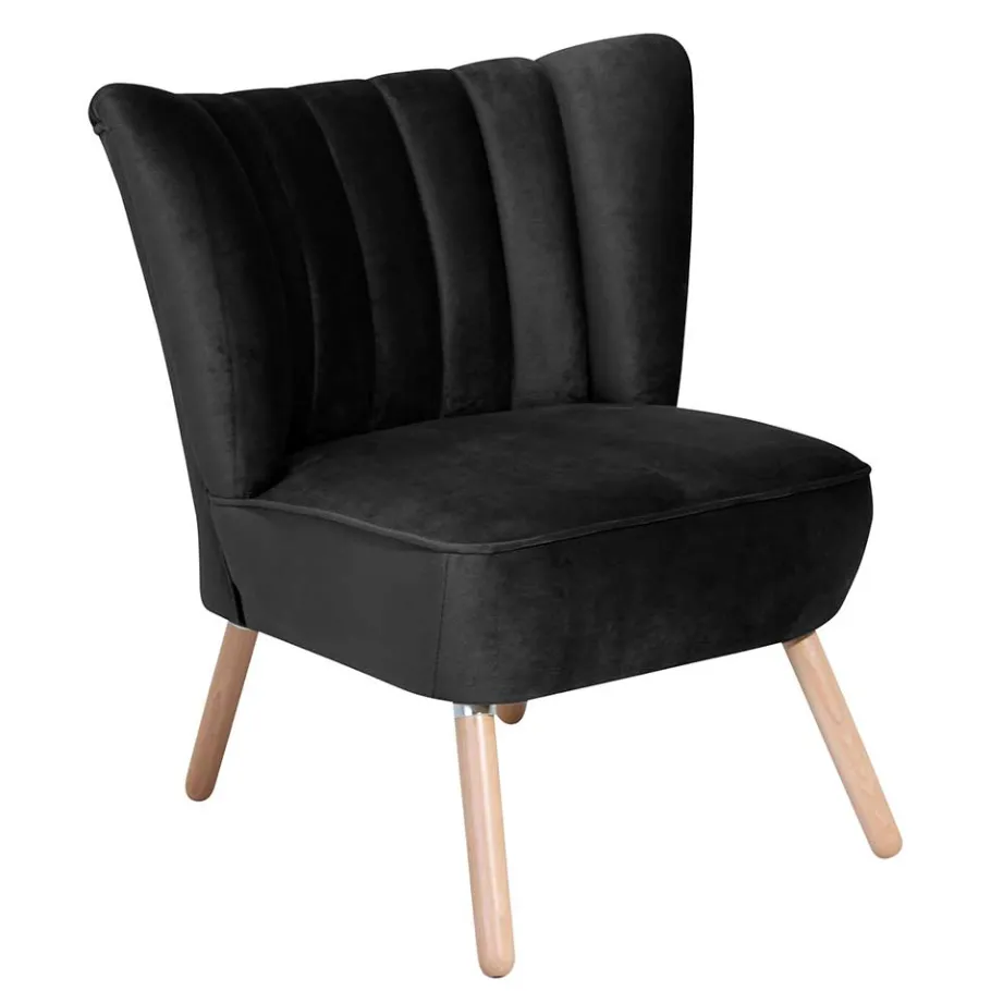 Best Wohnzimmersessel in Schwarz Samtvelours - Vulias Sessel