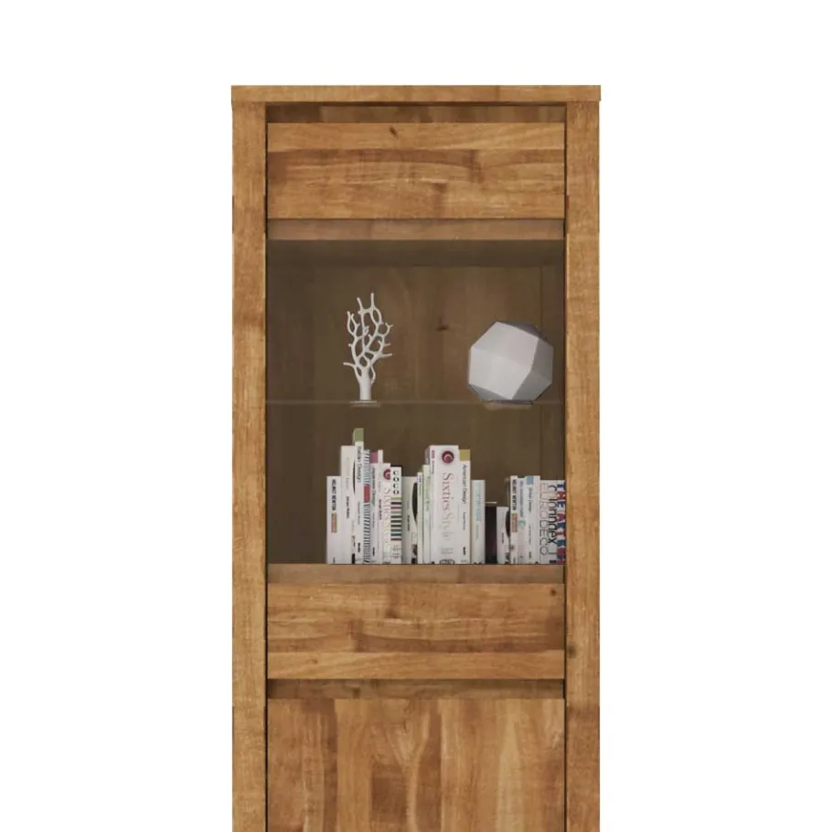 Wohnzimmervitrine Nadalia aus Wildeiche Massivholz Vitrinen