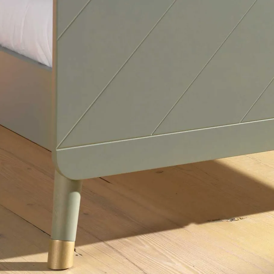 Clearance 90x200 Bett in Oliv Grün & Gold - Genn Betten