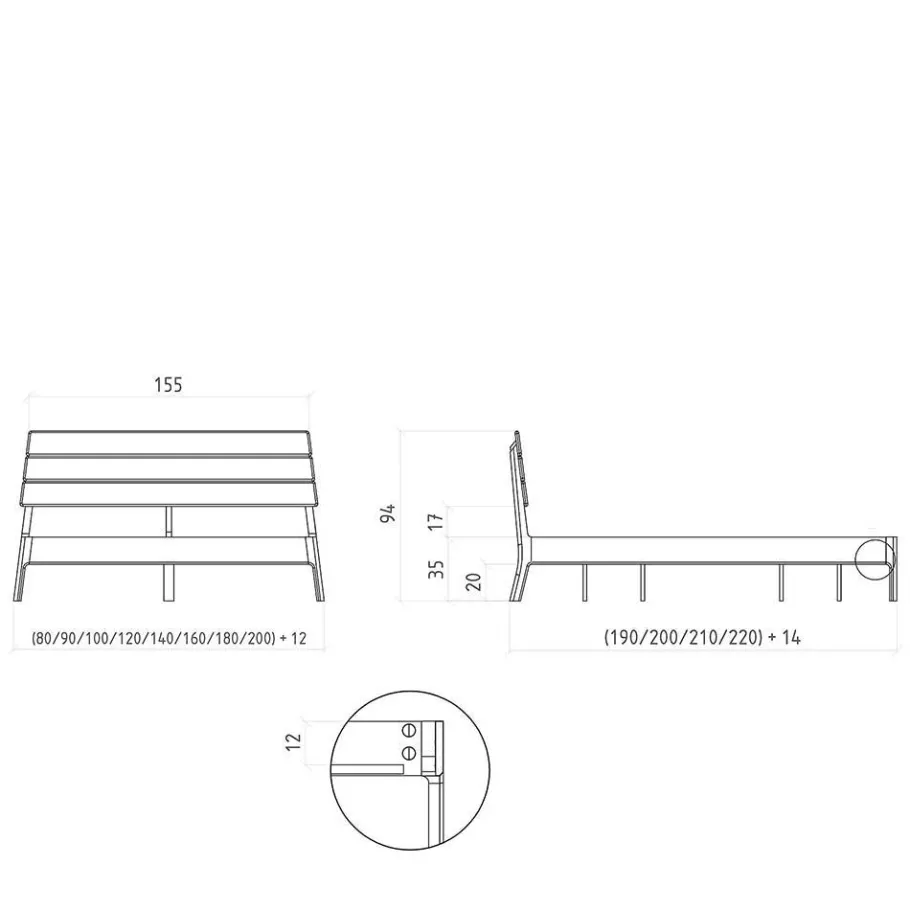 Sale 140x200 Designbett aus Wildeiche - Puwa Betten