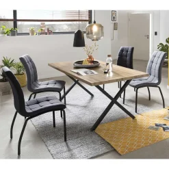 Sale X-Fuß Tischgruppe mit Polsterstühlen - Fanita (fünfteilig) Sitzgruppe