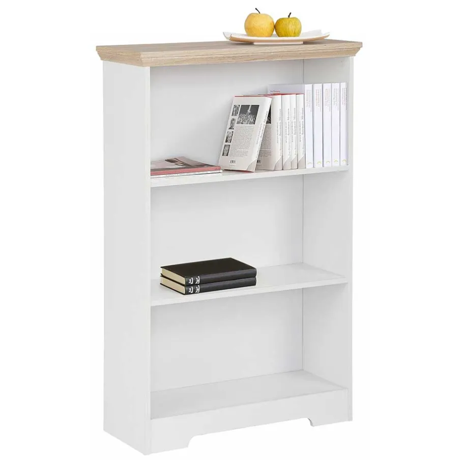 75x115x30 3 Fächer Regal in Weiß & Eiche - Akedra Regale