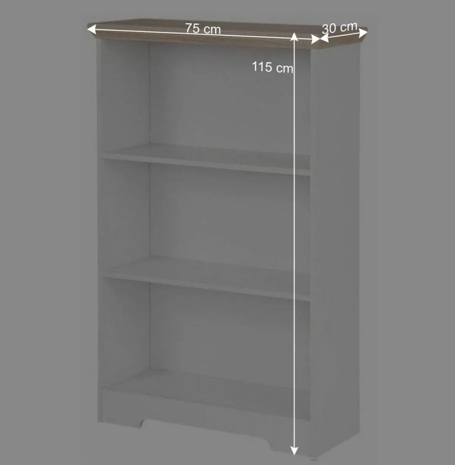 75x115x30 3 Fächer Regal in Weiß & Eiche - Akedra Regale