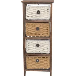 30x73x25 Braunes Holzregal mit vier Körben - Zeus Regale