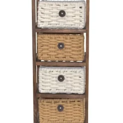 30x73x25 Braunes Holzregal mit vier Körben - Zeus Regale