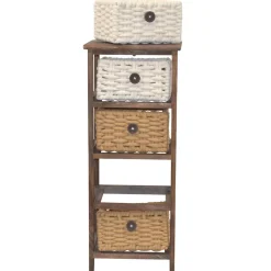 30x73x25 Braunes Holzregal mit vier Körben - Zeus Regale