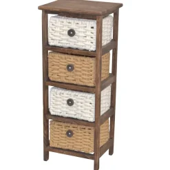 30x73x25 Braunes Holzregal mit vier Körben - Zeus Regale