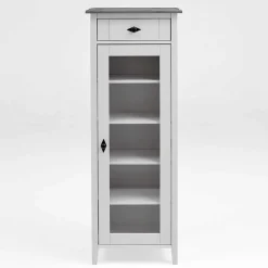 Best 55x149x35 cm Badezimmer Vitrine in Weiß & Grau - Mirandesca Vitrinen