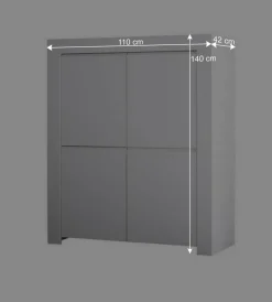 110x140x42 cm Highboard in Weiß lackiert - Mikes Highboards