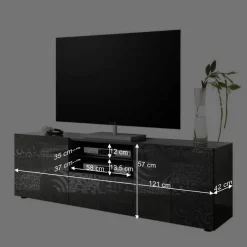 181x57x42 cm Hochglanz TV Element in Grau - Ipatal I Tv & Hifi-Möbel|Lowboards