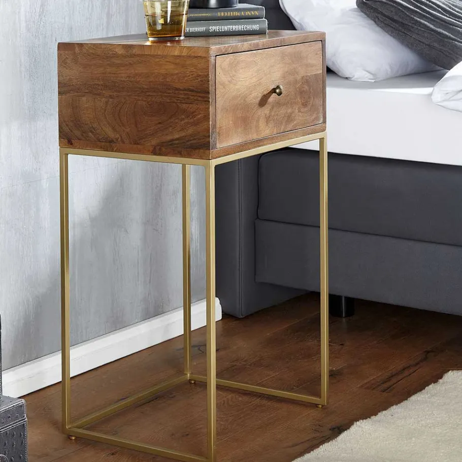 40x76x35 cm Hohe Nachtkommode mit einer Schublade - Kanados Kommoden