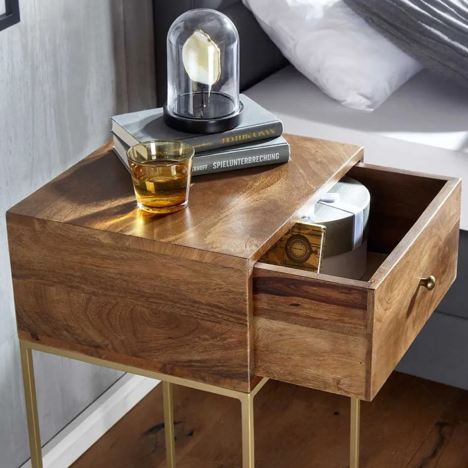 40x76x35 cm Hohe Nachtkommode mit einer Schublade - Kanados Kommoden