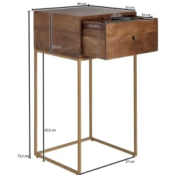 40x76x35 cm Hohe Nachtkommode mit einer Schublade - Kanados Kommoden