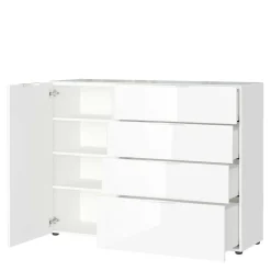 134x101x42 cm Kommode in Weiß mit Glas - Rufu Sideboards