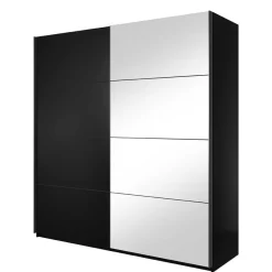 New 200x210x61 cm Schwarzer Kleiderschrank mit Schiebetüren - Dinamaro Kleiderschränke