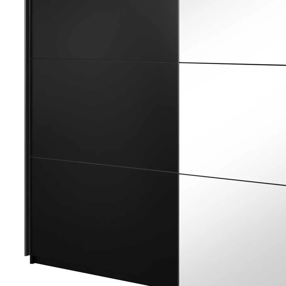 New 200x210x61 cm Schwarzer Kleiderschrank mit Schiebetüren - Dinamaro Kleiderschränke