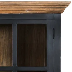 Best 130x230x47 cm Vintage Vitrine Schrank in Schwarz - Niovan Vitrinen