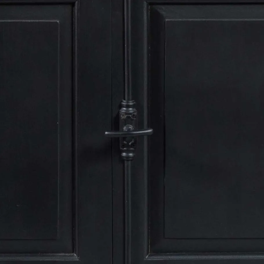 Best 130x230x47 cm Vintage Vitrine Schrank in Schwarz - Niovan Vitrinen