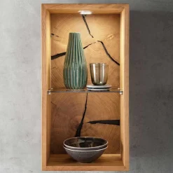 Clearance 34x64x20 cm Wildeiche Regal mit Glasboden - Acapella Regale