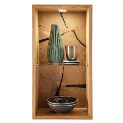 Clearance 34x64x20 cm Wildeiche Regal mit Glasboden - Acapella Regale