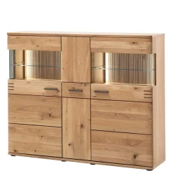 150x121x37 cm Wohnzimmer Schrank in Eiche Bianco - Crupean Highboards|Kommoden