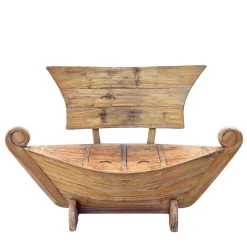 Best 145x99x65 Design Holzbank in Boot Optik - Teako Sitzbank