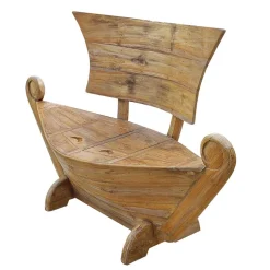 Best 145x99x65 Design Holzbank in Boot Optik - Teako Sitzbank