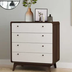 80x88x39 Design Kommode in Weiß & Walnuss - Devkan Kommoden