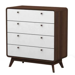 80x88x39 Design Kommode in Weiß & Walnuss - Devkan Kommoden