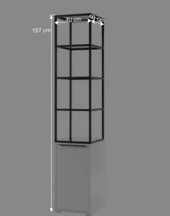 Sale 40x197x40 Designer Regal in Weiß & Schwarz - Enkraja Regale