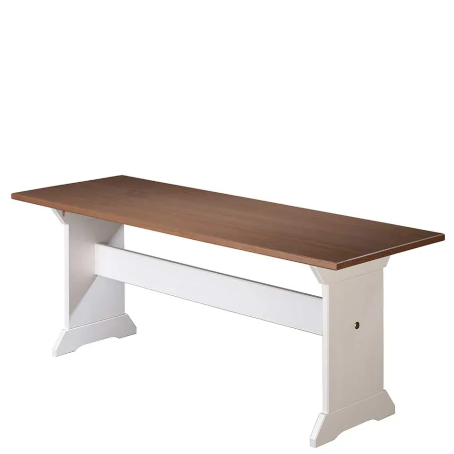 Outlet 110x45x37 Esszimmerbank in Weiß & Braun - Vatina Sitzbank