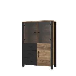 101x146x43 Glastüren Highboard in Fichte NB - Simeona Highboards|Vitrinen