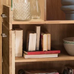 102x141x40 Highboard aus Wildeiche mit Glaseinsatz - Loitons Highboards|Schränke