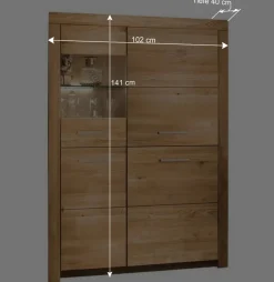 102x141x40 Highboard aus Wildeiche mit Glaseinsatz - Loitons Highboards|Schränke