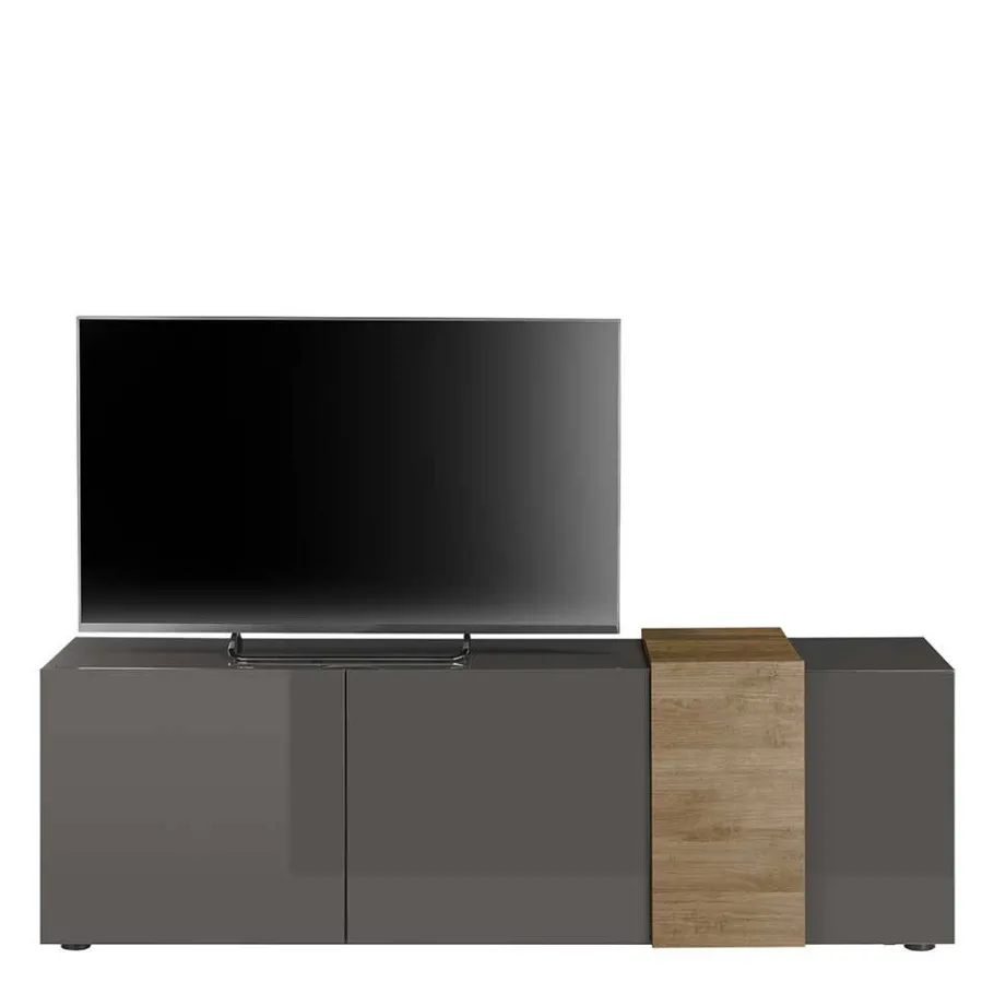 181x59x44 Hochglanz TV Unterschrank in Grau - Eracosta Tv & Hifi-Möbel|Lowboards