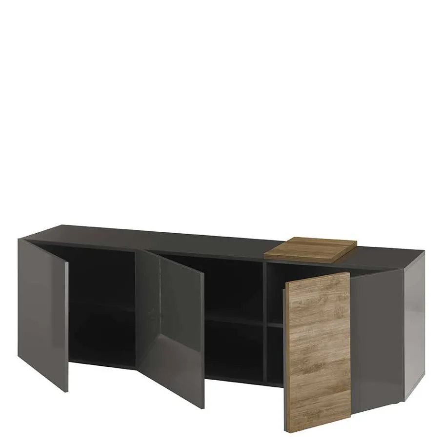 181x59x44 Hochglanz TV Unterschrank in Grau - Eracosta Tv & Hifi-Möbel|Lowboards