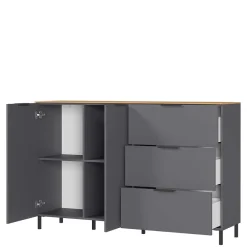 151x98x40 Hohe Kombi-Kommode in Dunkelgrau - Lurys Sideboards