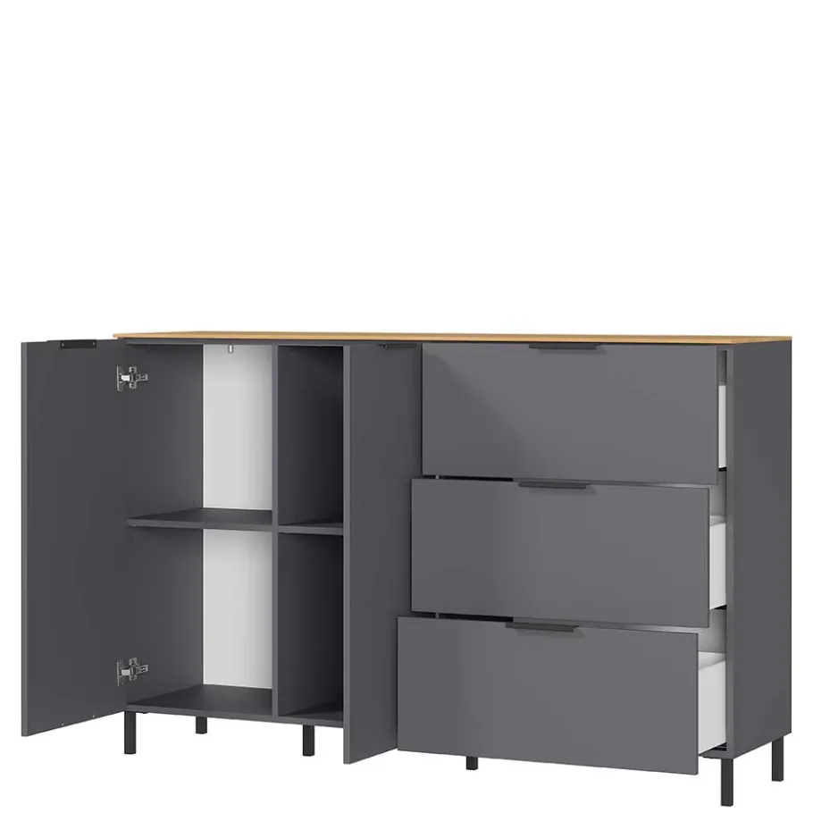 151x98x40 Hohe Kombi-Kommode in Dunkelgrau - Lurys Sideboards