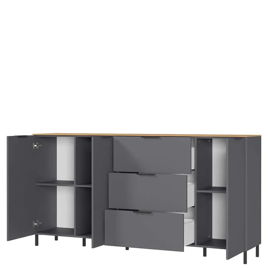 192x98x40 Hohes Sideboard in Dunkelgrau - Lurys Sideboards