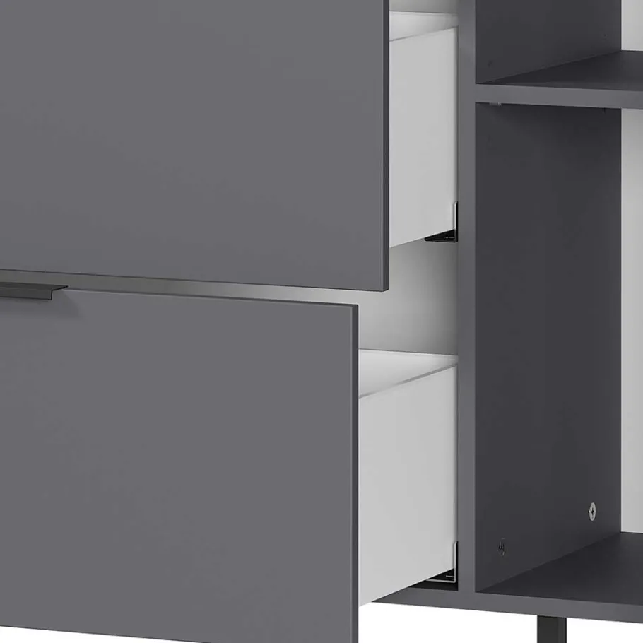 192x98x40 Hohes Sideboard in Dunkelgrau - Lurys Sideboards