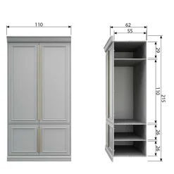 New 110x215x62 Kleiderschrank in Hellgrau - Emra Kleiderschränke|Schränke