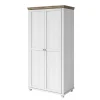 Hot 108x216x62 Kleiderschrank in Weiß & Holzoptik verwittert - Tyrcio Kleiderschränke