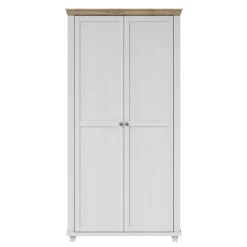 Hot 108x216x62 Kleiderschrank in Weiß & Holzoptik verwittert - Tyrcio Kleiderschränke