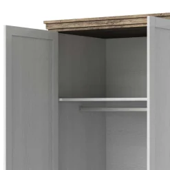 Hot 108x216x62 Kleiderschrank in Weiß & Holzoptik verwittert - Tyrcio Kleiderschränke