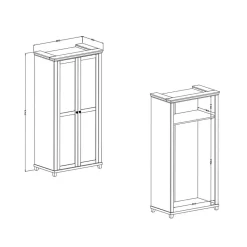 Hot 108x216x62 Kleiderschrank in Weiß & Holzoptik verwittert - Tyrcio Kleiderschränke