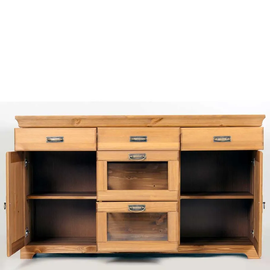 145x84x40 Kommode aus Holz mit Glas - Arendu Sideboards
